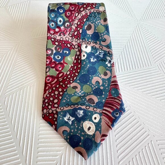 Rhyncliffe 100% Silk Abstract Geometric Print Mens Tall Tie Made in USA Vintage - Picture 1 of 7